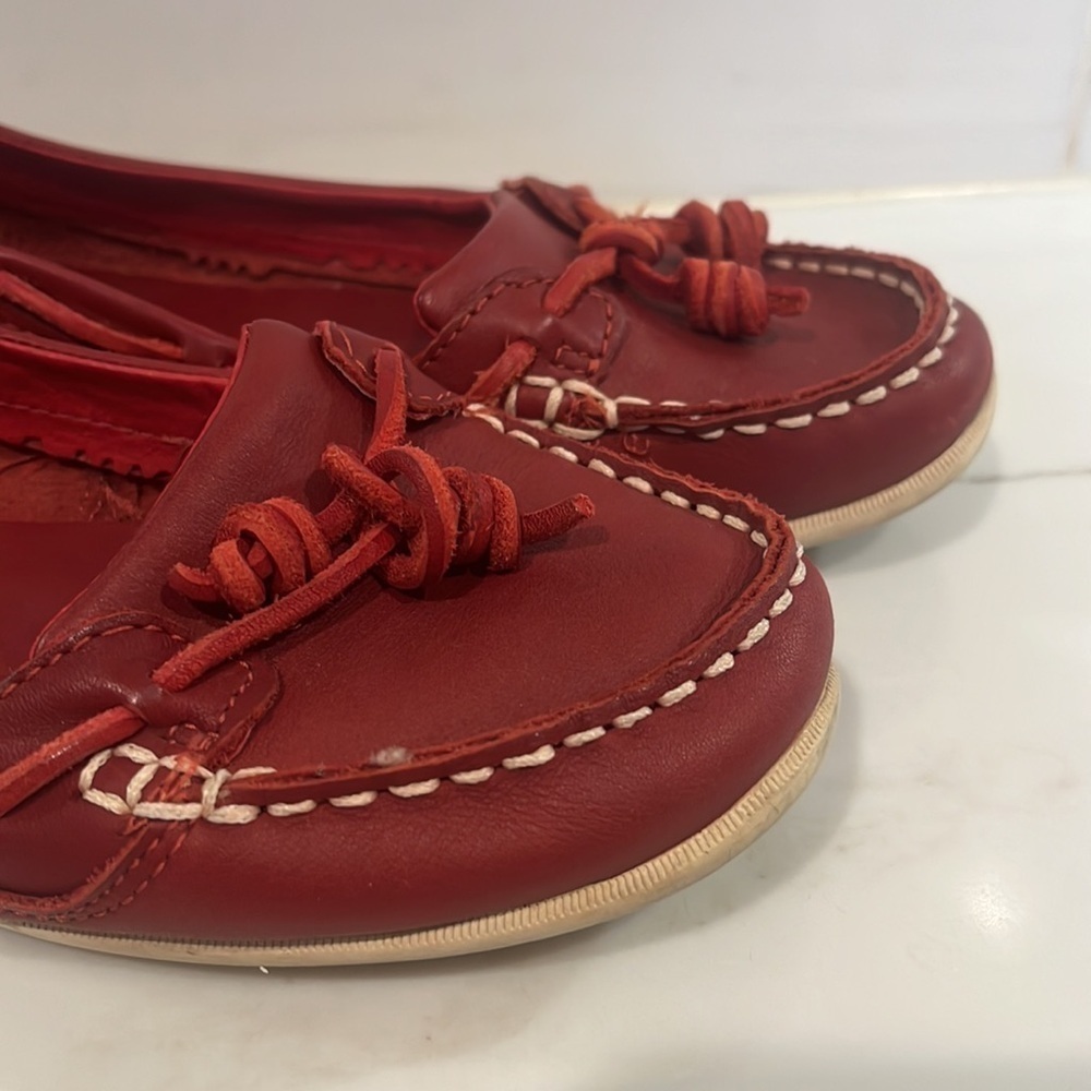 Sebago Red Leather Loafers Boat Shoes - Picture 5 of 11